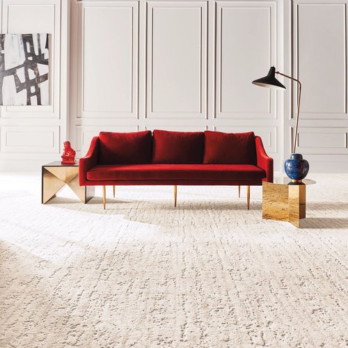 red couch on nylon carpet - keystone carpets inc in WA